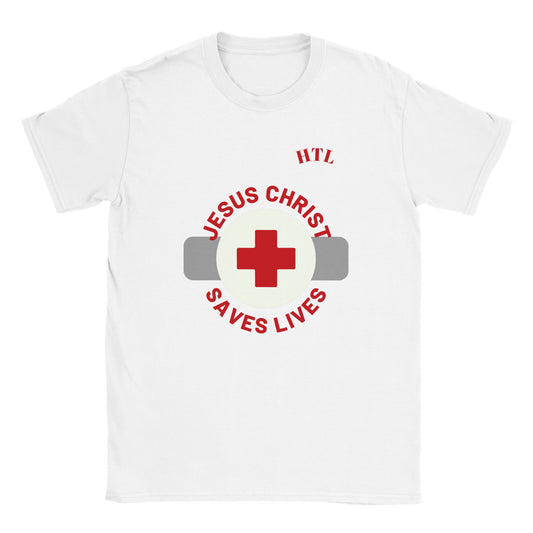 Male and female style Jesus Christ Saves Lives Classic Unisex Crewneck T-shirt