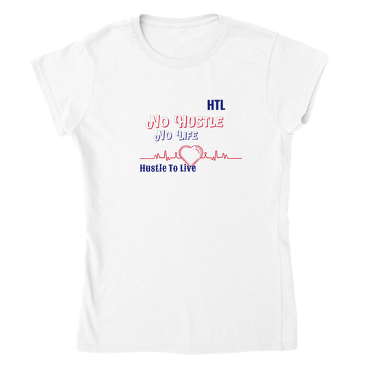 Red, white, and blue women's no Hustle, No Life T-shirt