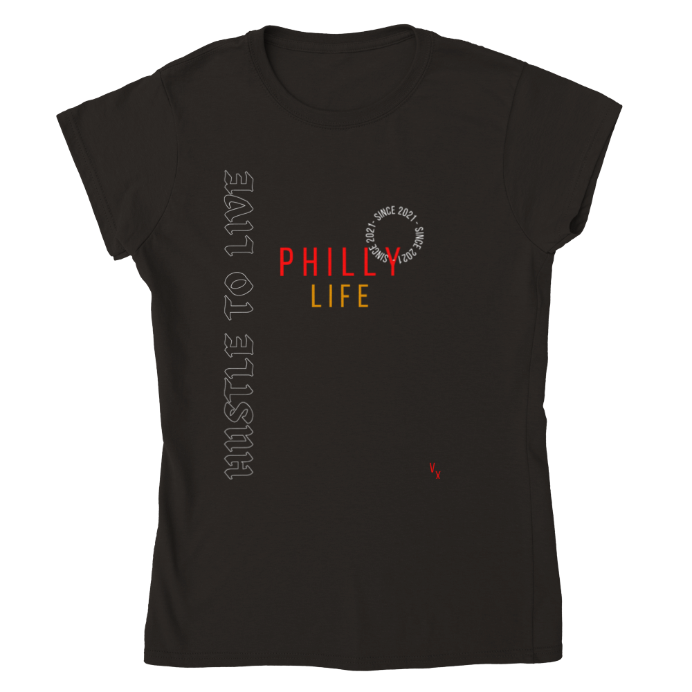 Womens HTL Hustle To Live Philly Life 2021T-shirt.