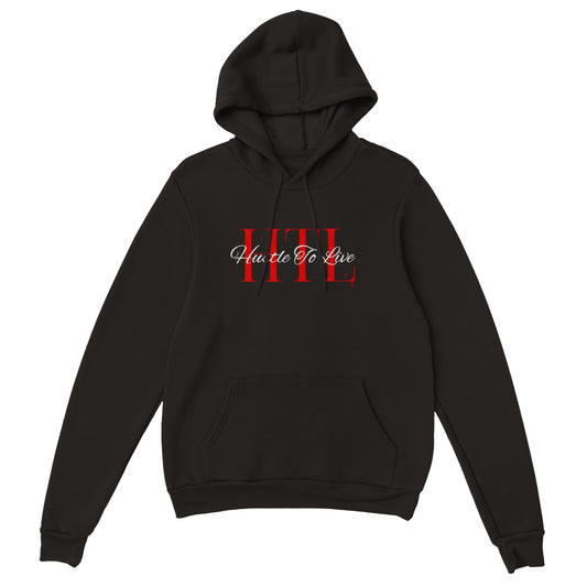 HTL Hustle To Live Classic Unisex Pullover Hoodie(red htl letters)