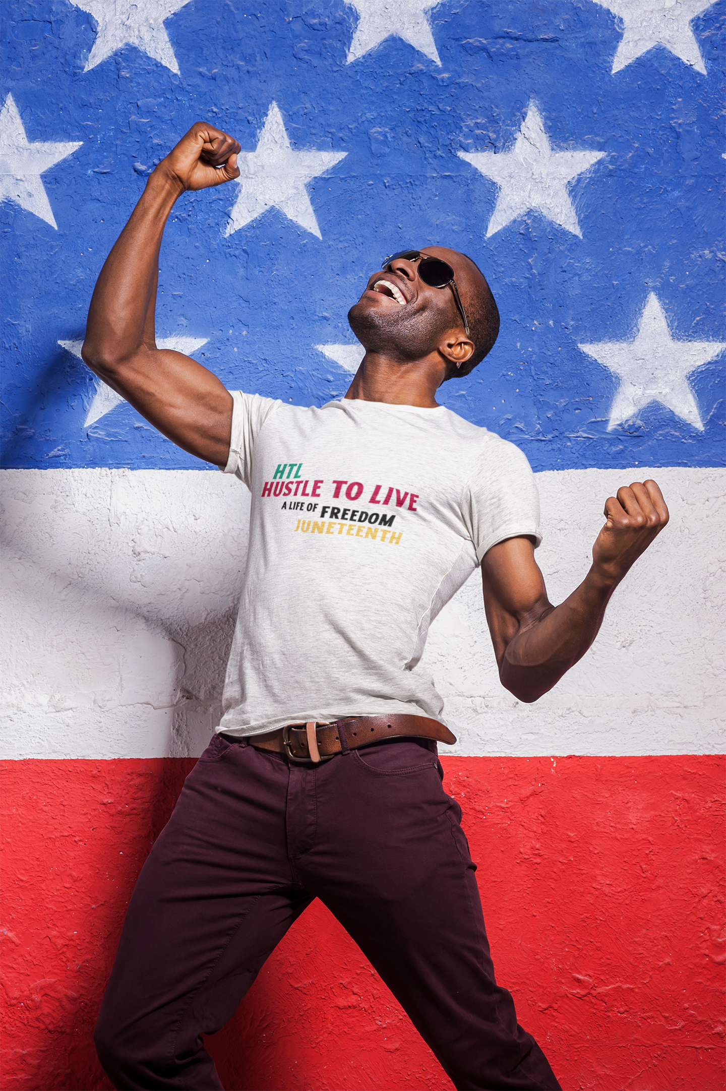 Juneteenth Unisex HTL Hustle To Live Crewneck T-shirt.